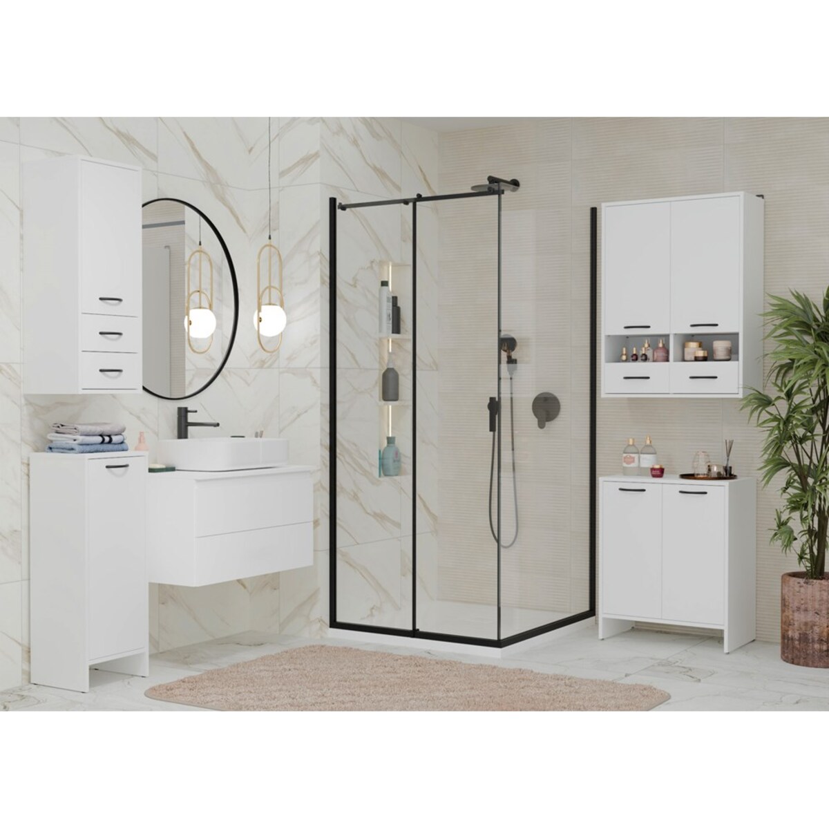 Szafka Łazienkowy Szafka NINA 2DUM BIAŁY 2 Drzwi Półki Regał Pod Umywalkę