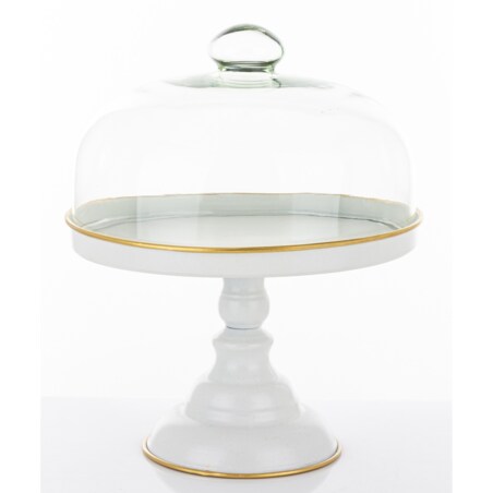 Patera metalowa na nóżce ze szklaną pokrywą 31x25,5x25,5 cm