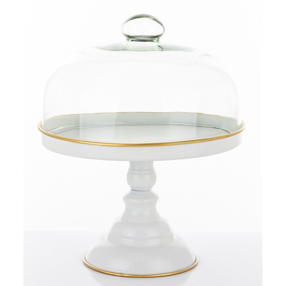 Patera metalowa na nóżce ze szklaną pokrywą 31x25,5x25,5 cm