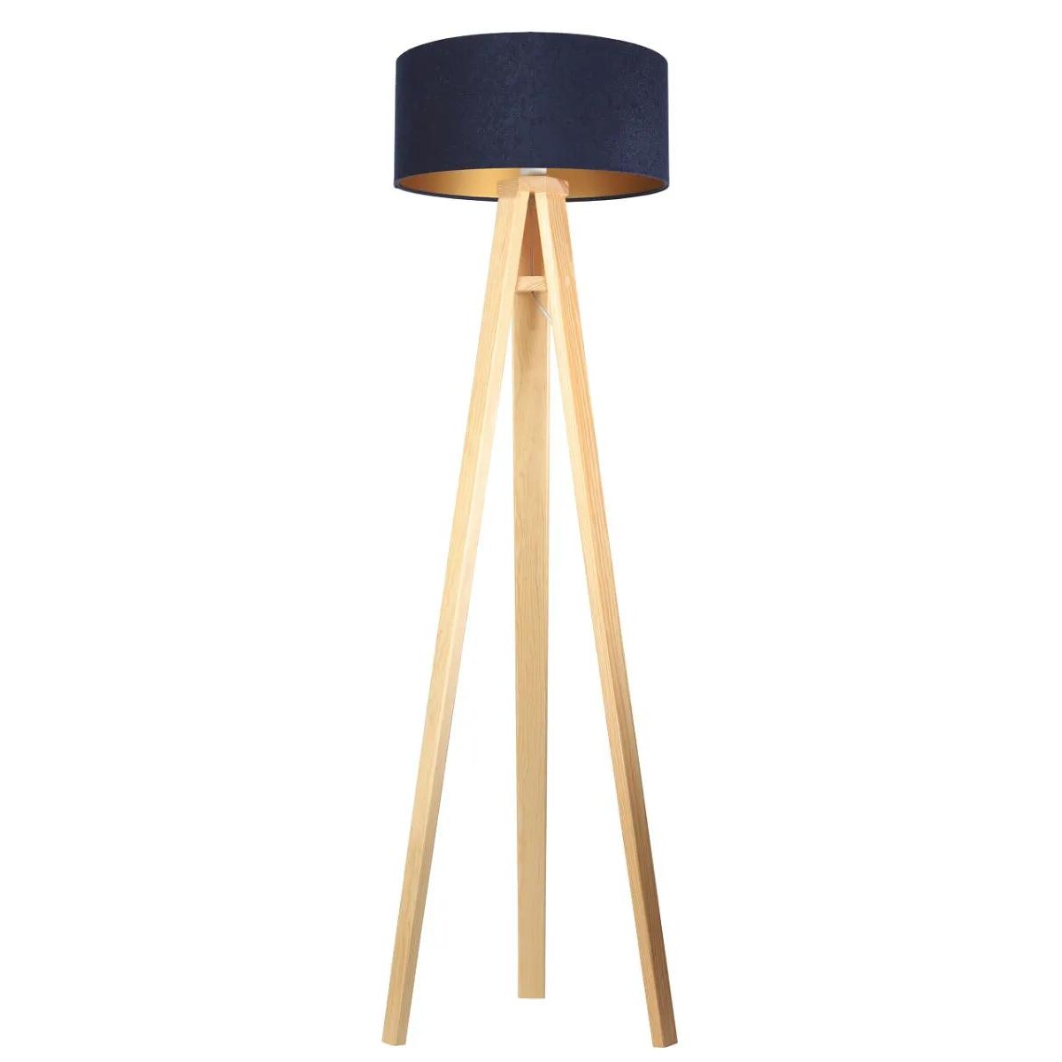 Lampa stojąca HOME 40 granatowa/złoty/sosna