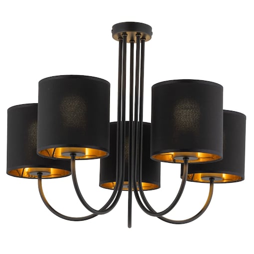 Lampa sufitowa do salonu Torens 4595 TK Lighting tuby tekstylna czarna złota