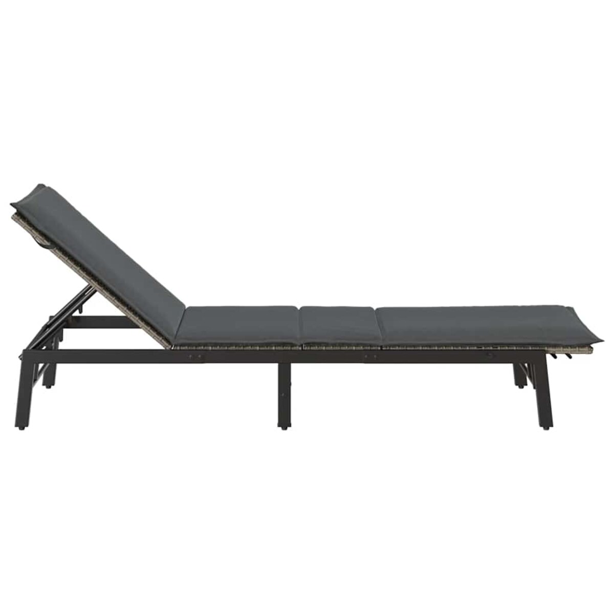 vidaXL Leżak z poduszką, szary, polirattan