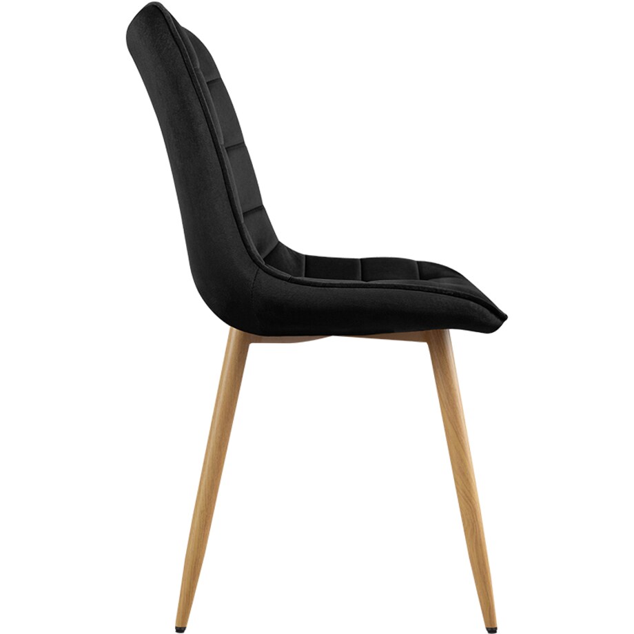 Krzesło tapicerowane do salonu jadalni pikowane welurowe czarne