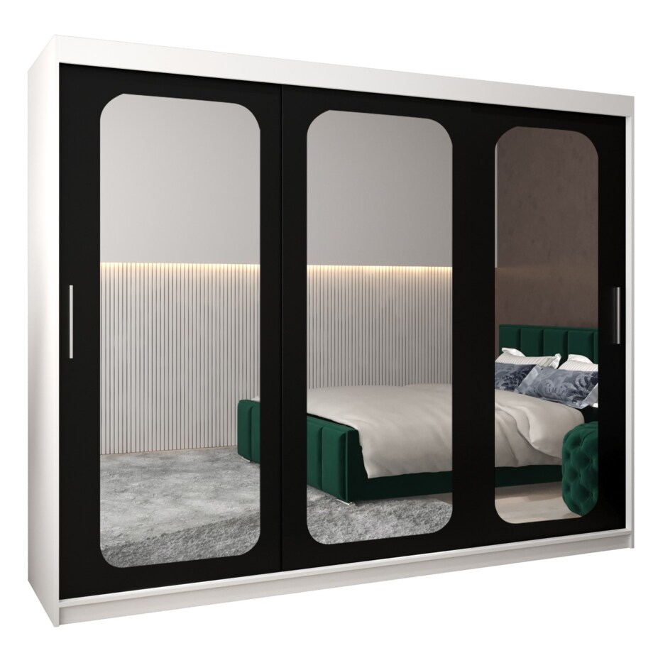 Szafa przesuwna Garderoba PROMO T3 250 biały/czarny