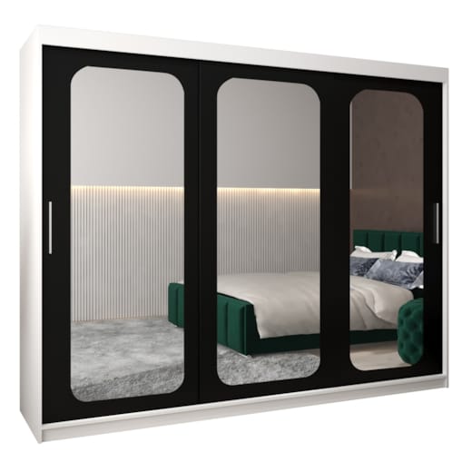 Szafa przesuwna Garderoba PROMO T3 250 biały/czarny