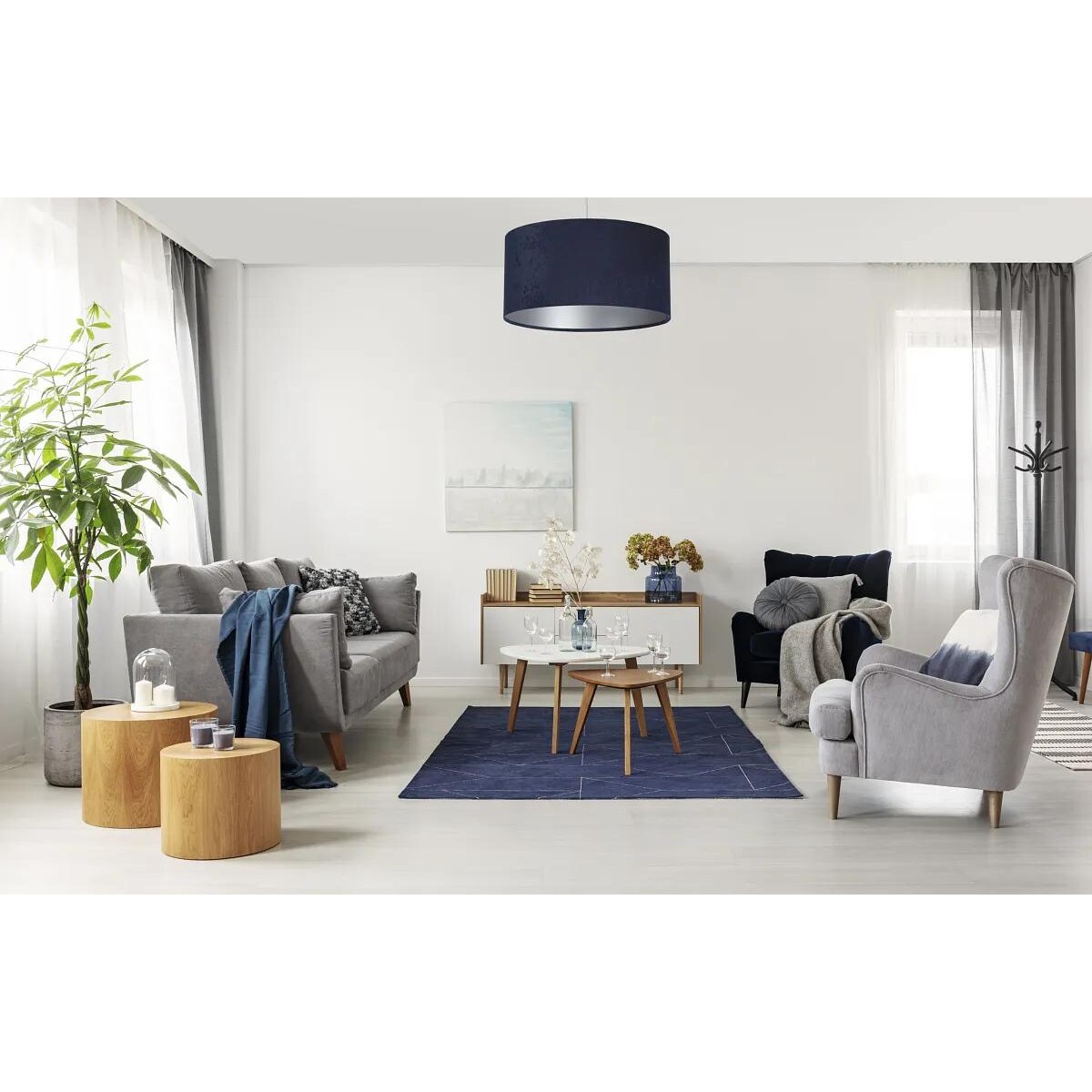 Lampa wisząca HOME 30 granatowa/srebrna