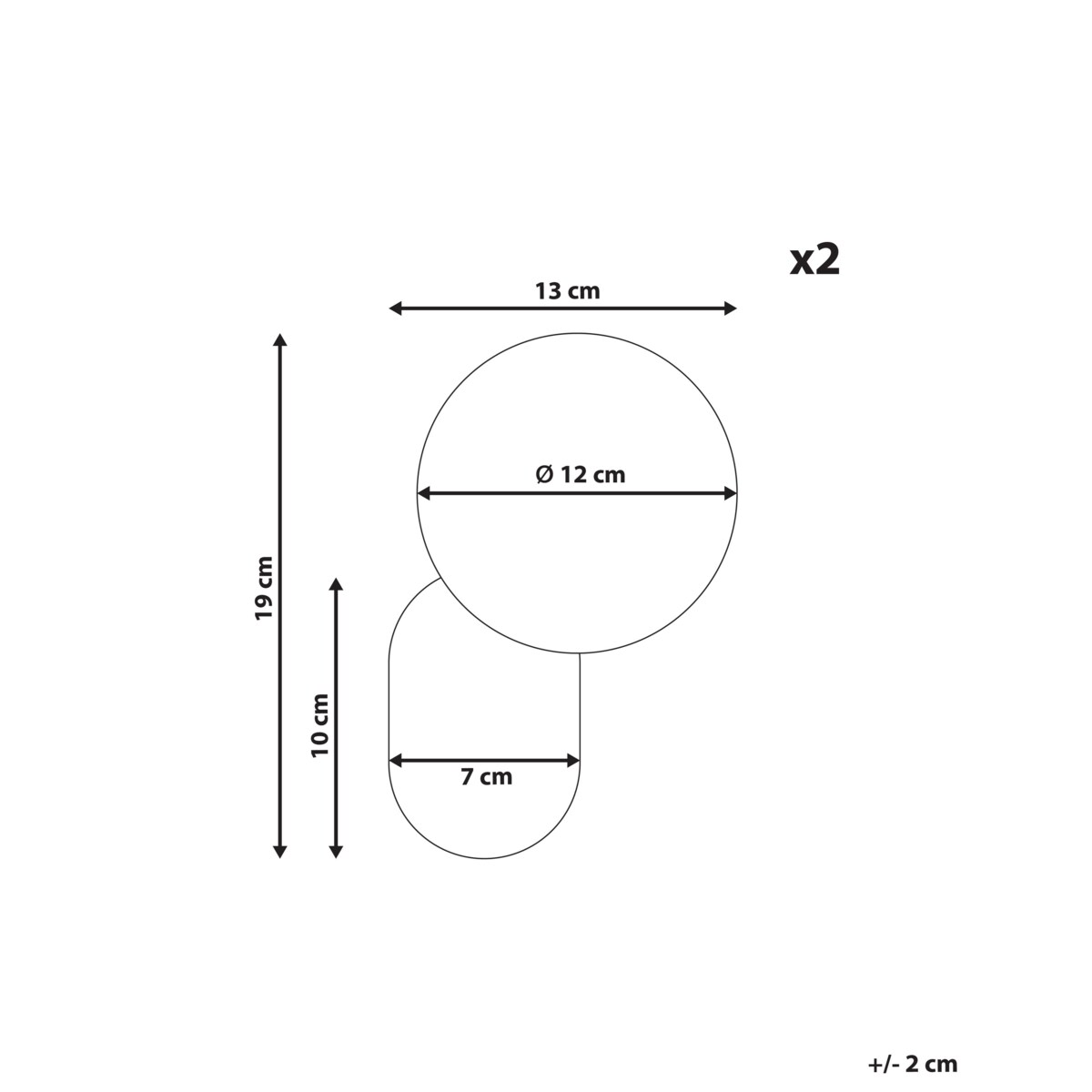 Zestaw 2 lamp ściennych HELME Czarny