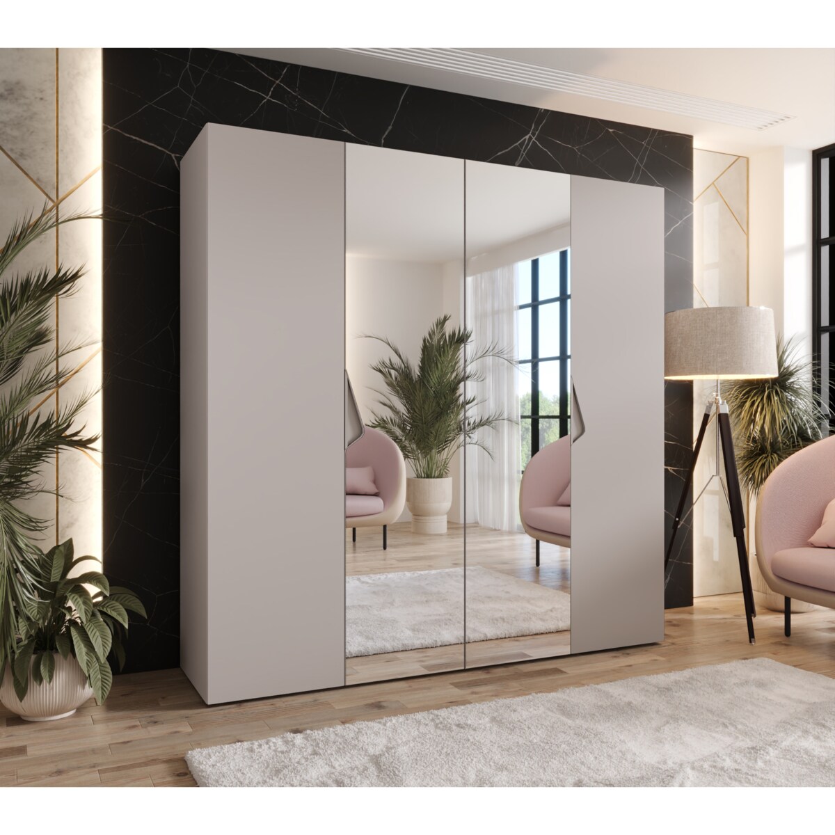 Szafa uchylna z lustrem Sandi 2 200 wys 202 cm Kaszmir + u Kaszmir