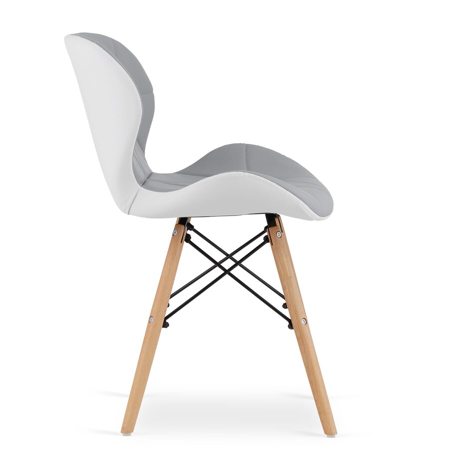 Krzesło Do Jadalni Kuchni Salonu Lago Ekoskóra - Szaro-Białe X 3