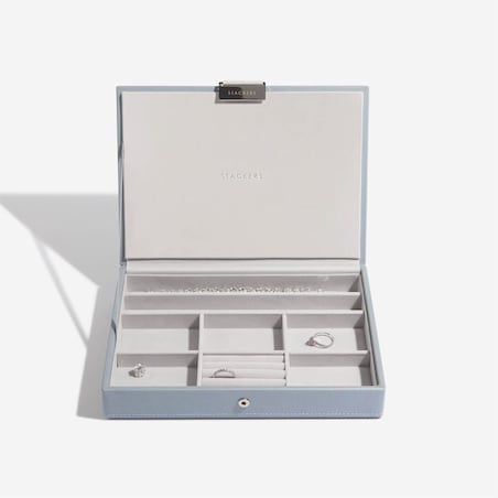 Szkatułka na biżuterię Stackers classic szaroniebieska z pokrywką