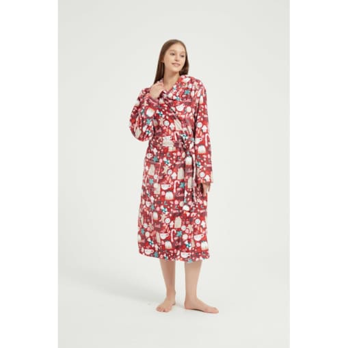 Szlafrok z Kapturem PAULO Świąteczny Czerwony 2XL/3XL