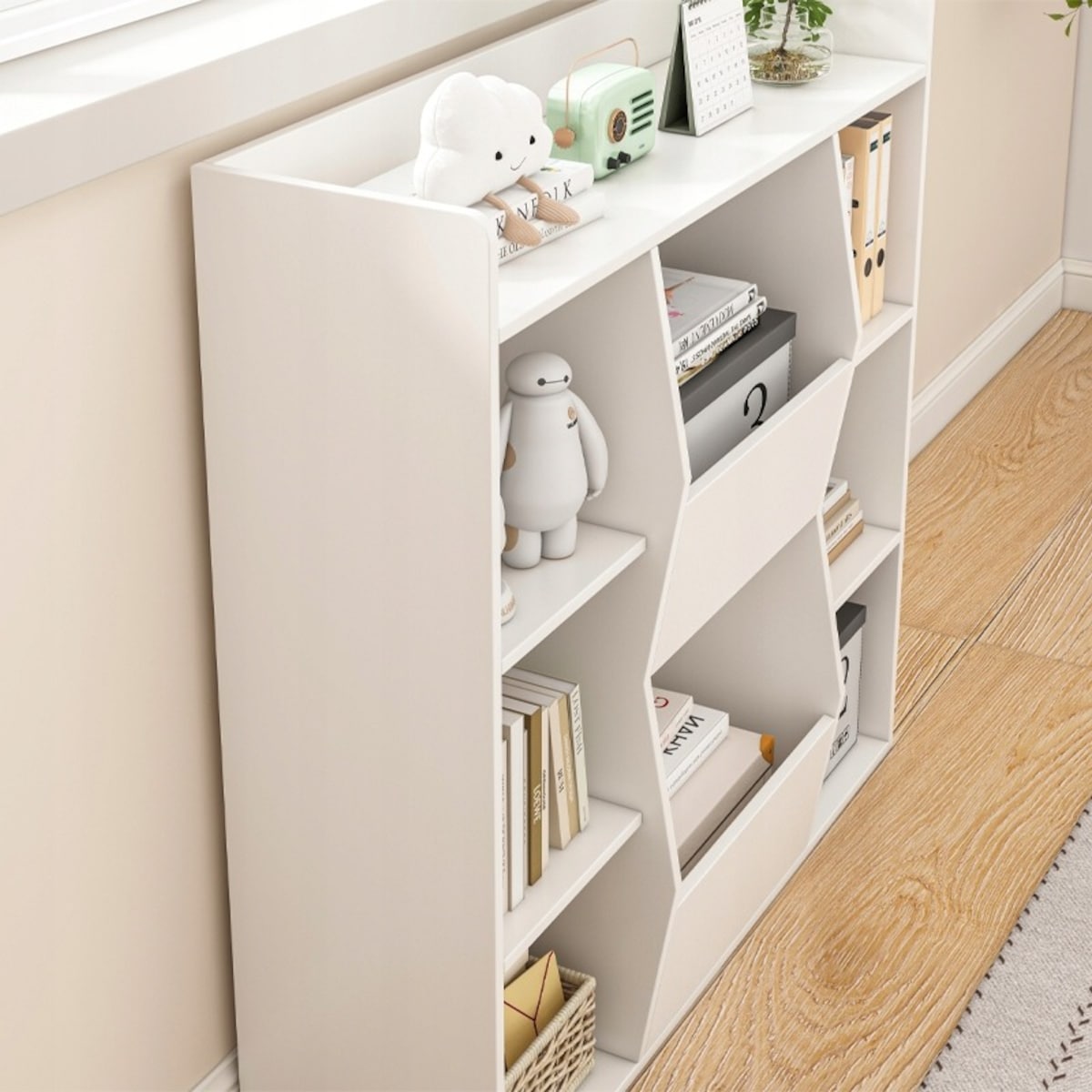 Regał otwarty biały 106x104x30 cm komoda organizer biblioteczka