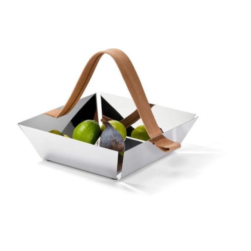 Misa na owoce A Tavola, stal nierdzewna polerowana, len