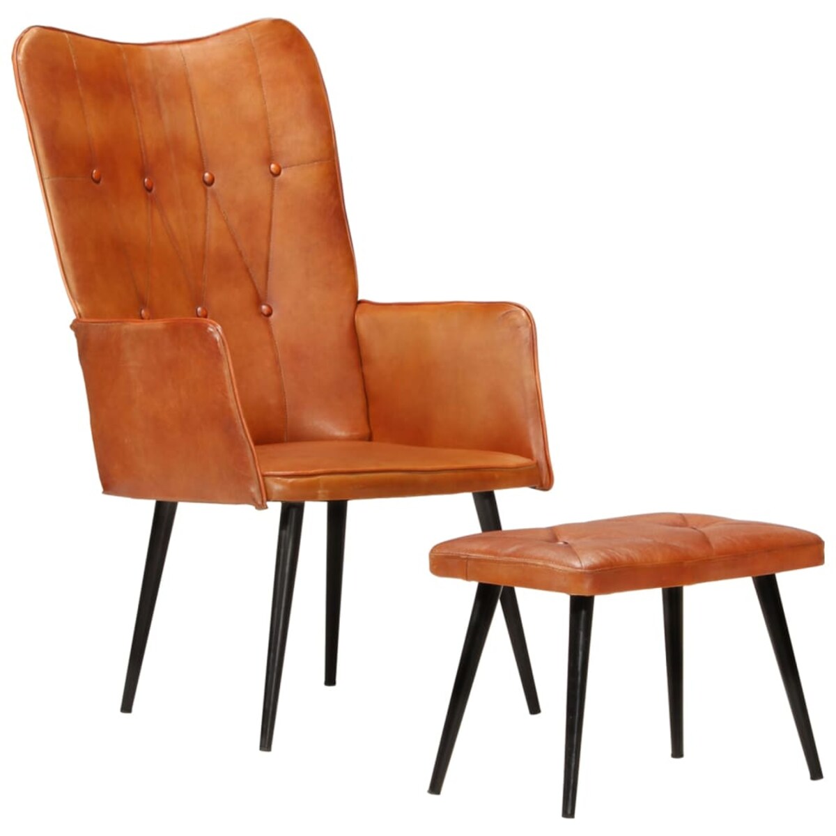 vidaXL Fotel z podnóżkiem, brązowy, obity prawdziwą skórą