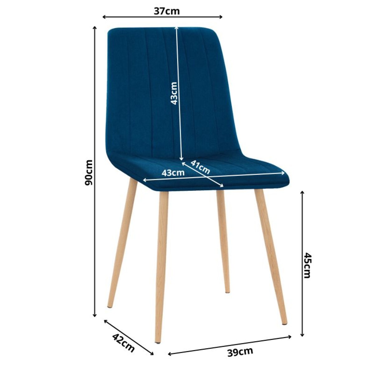 Krzesło tapicerowane do salonu jadalni welurowe pikowane granatowe