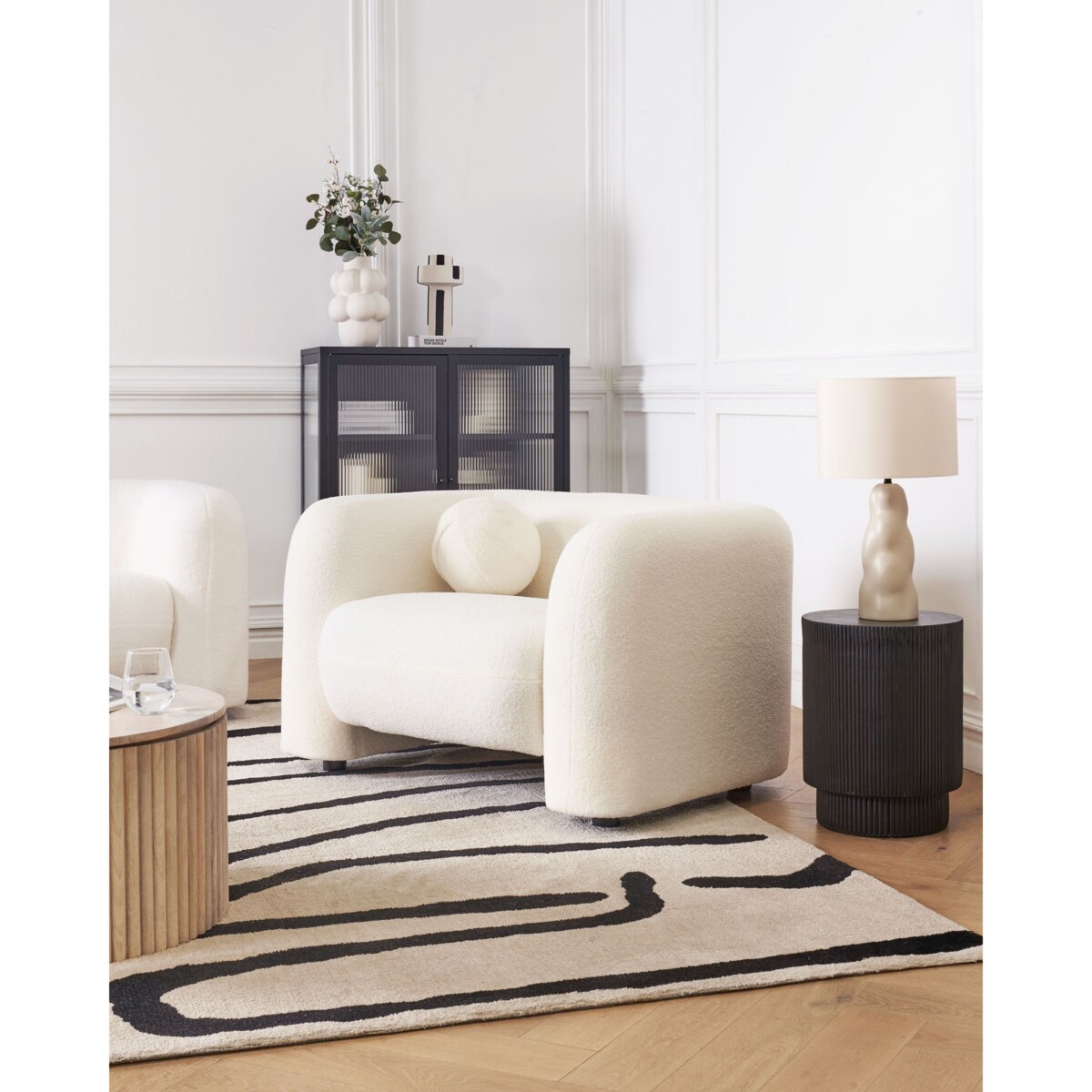 Fotel LEIREN Boucle Biały