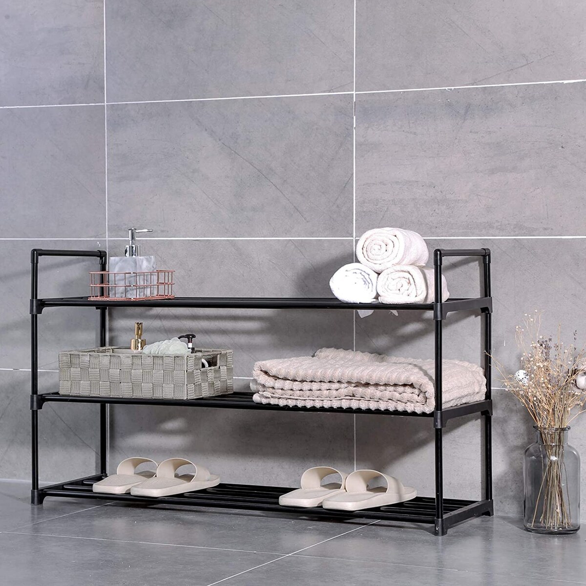 Szafka Na Buty, Czarny, nowoczesny design, 92X30X54 Cm