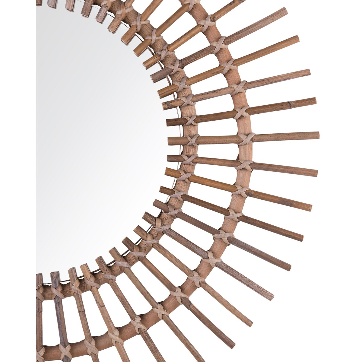 Rattanowe lustro ścienne słońce ø 76 cm brązowe STENEN