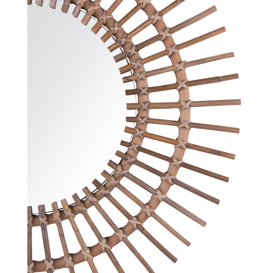 Rattanowe lustro ścienne słońce ø 76 cm brązowe STENEN