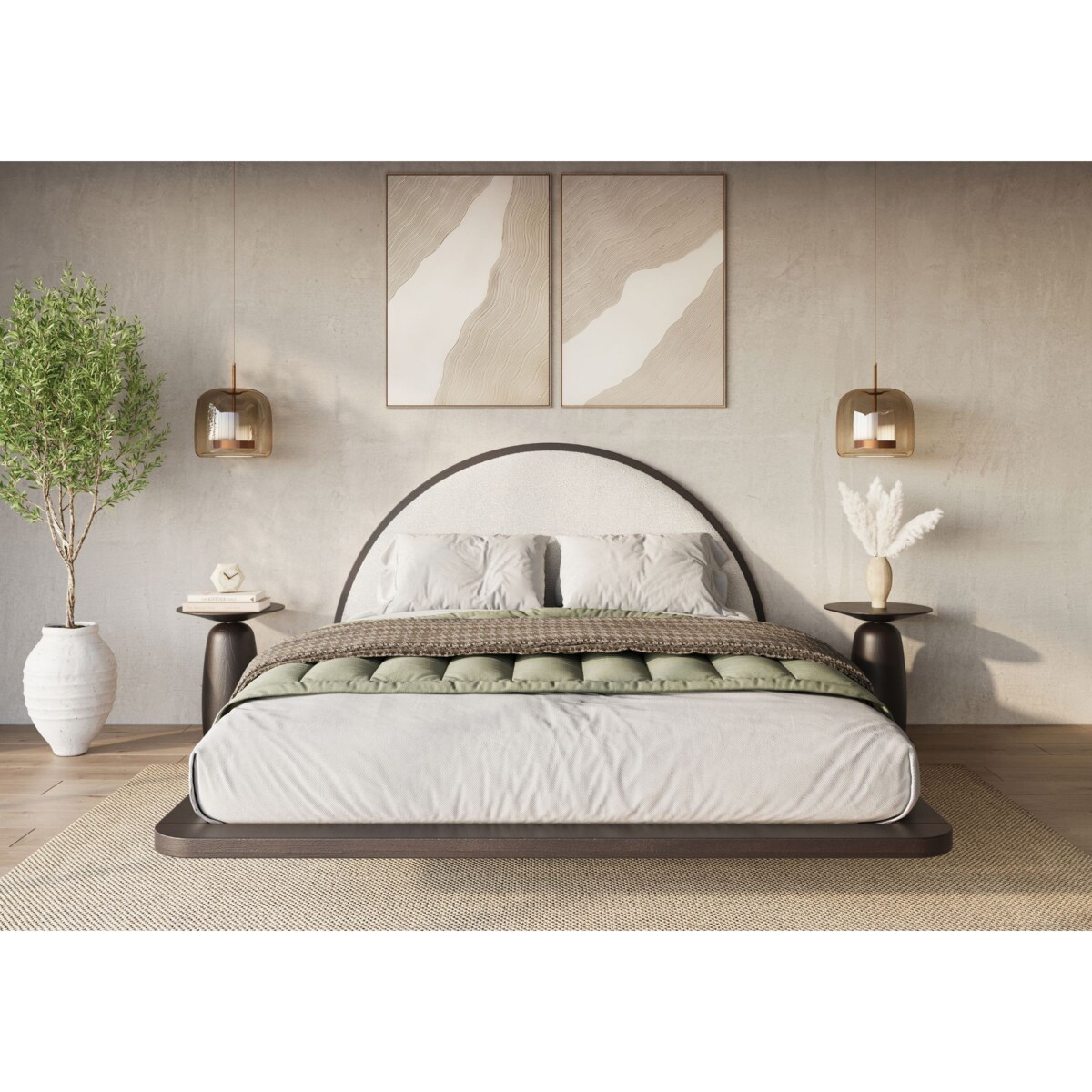 Łóżko lewitujące drewniane bukowe Visby MOMOKO / 180x200 cm, kolor palisander