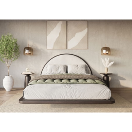 Łóżko lewitujące drewniane bukowe Visby MOMOKO / 180x200 cm, kolor palisander