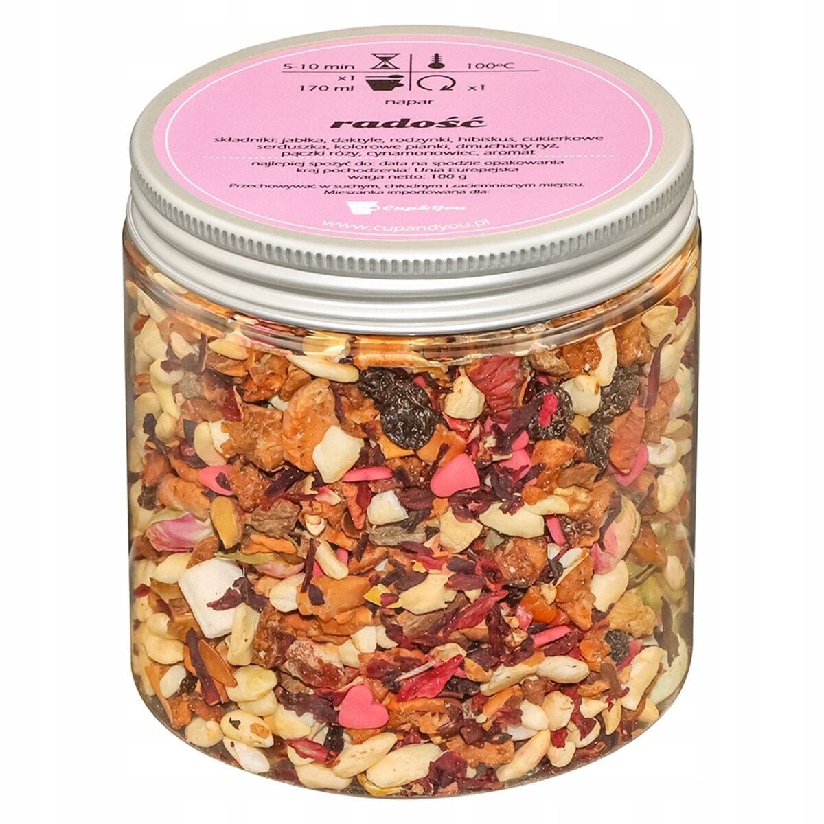 Herbata owocowa sypana RADOŚĆ o smaku kandyzowanego jabłka PREMIUM Cup&You - herbata liściasta sypana mieszanka napar susz - gotowa na prezent upominek