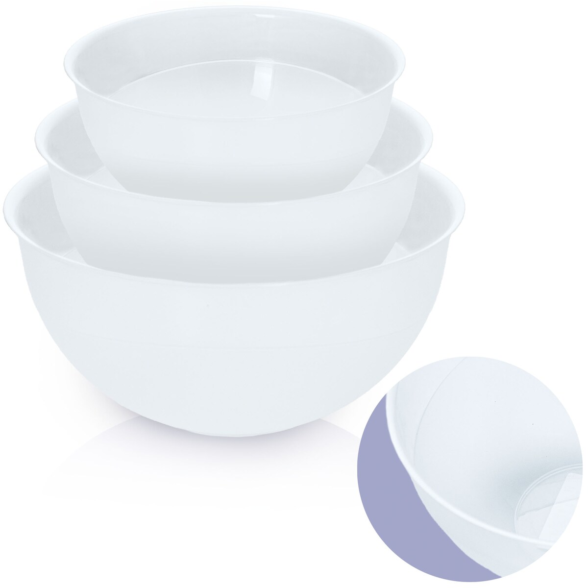 Miska Plastikowa Okrągła Kuchenna Zestaw Misek 3 Szt. Misa Przezroczysta