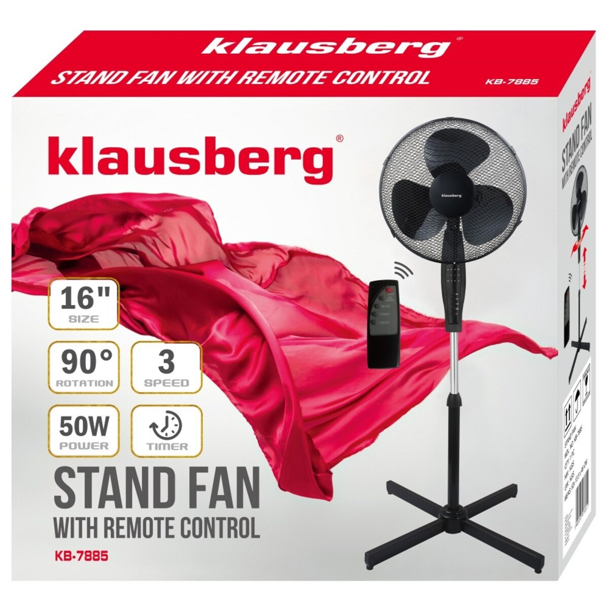 Wentylator podłogowy z pilotem i timerem 40cm 50W KLAUSBERG