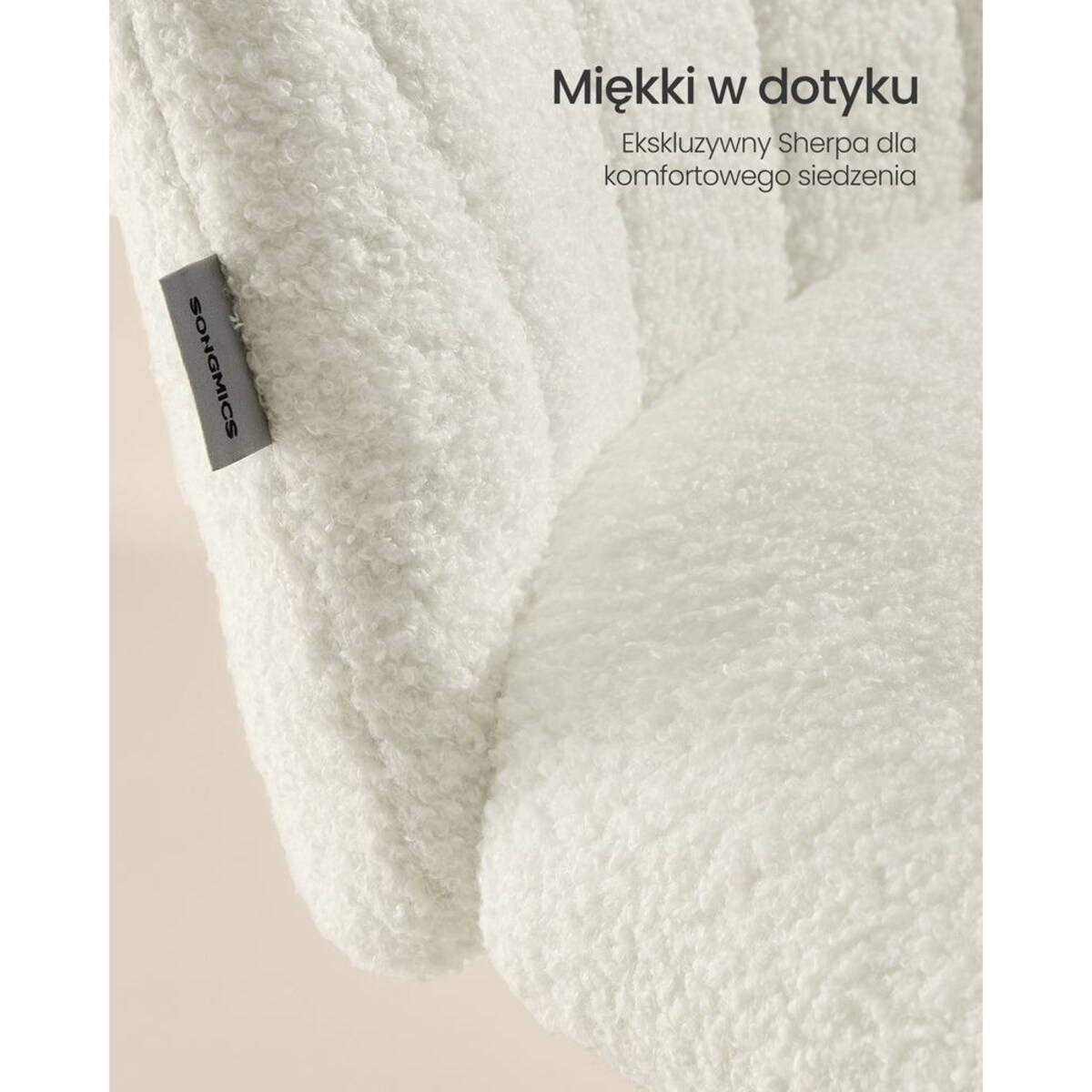 Fotel obrotowy z Fleece, regulowany, komfortowy, cremeweiß