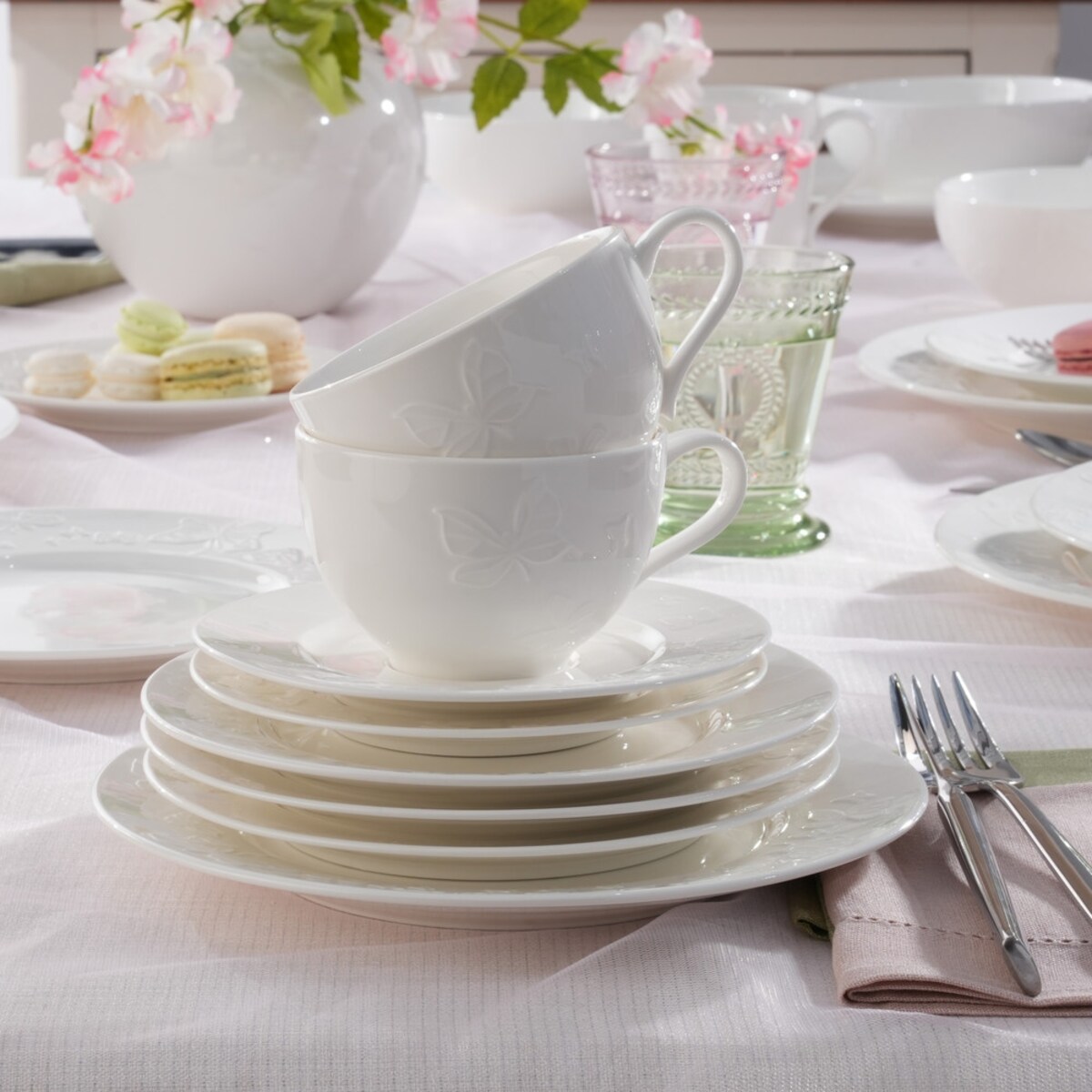 VILLA ITALIA Komplet filiżanek do kawy porcelanowych 200 ml 6 sztuk VANESSA