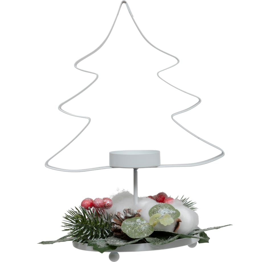 Metalowy świecznik w kształcie choinki na tealight, 25 cm