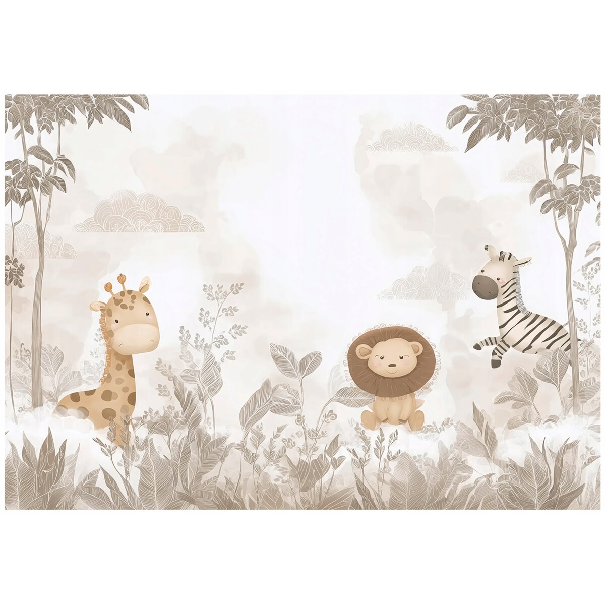 Fototapeta Dla Dzieci Na Flizelinie Dżungla Las Beżowy 250x175