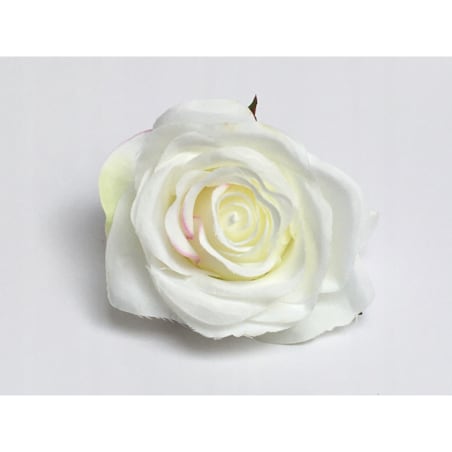 6x RÓŻA SZTUCZNA główka kwiatowa wyrobowa STROIKA biała ładna kompozycja