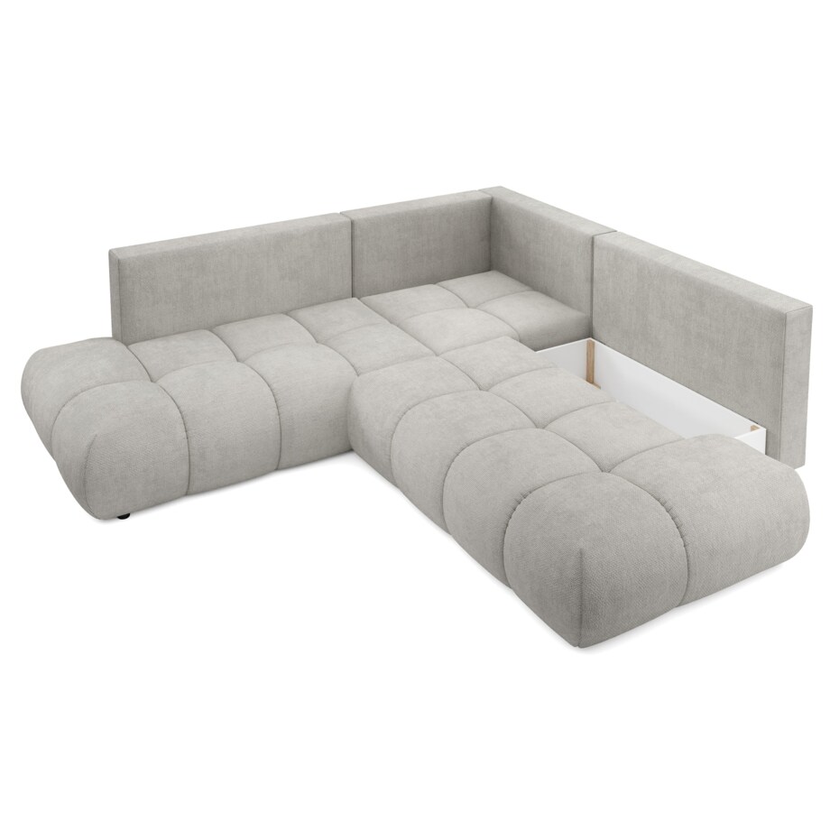 Narożnik pikowany, rozkładany z funkcją spania SOHI, Flow 16 - jasny szary