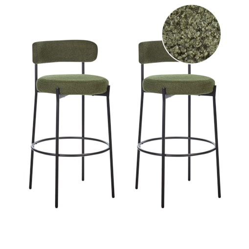 Zestaw 2 krzeseł barowych ALLISON Boucle Zielony