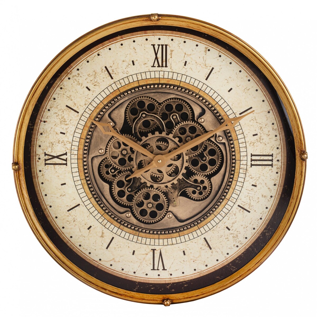 Zegar ścienny metalowy 60x60x9 cm OROGLIO brązowy