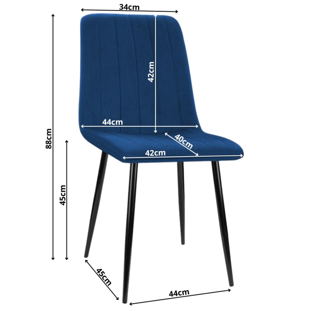 Krzesło do salonu jadalni tapicerowane welurowe z oparciem granatowe