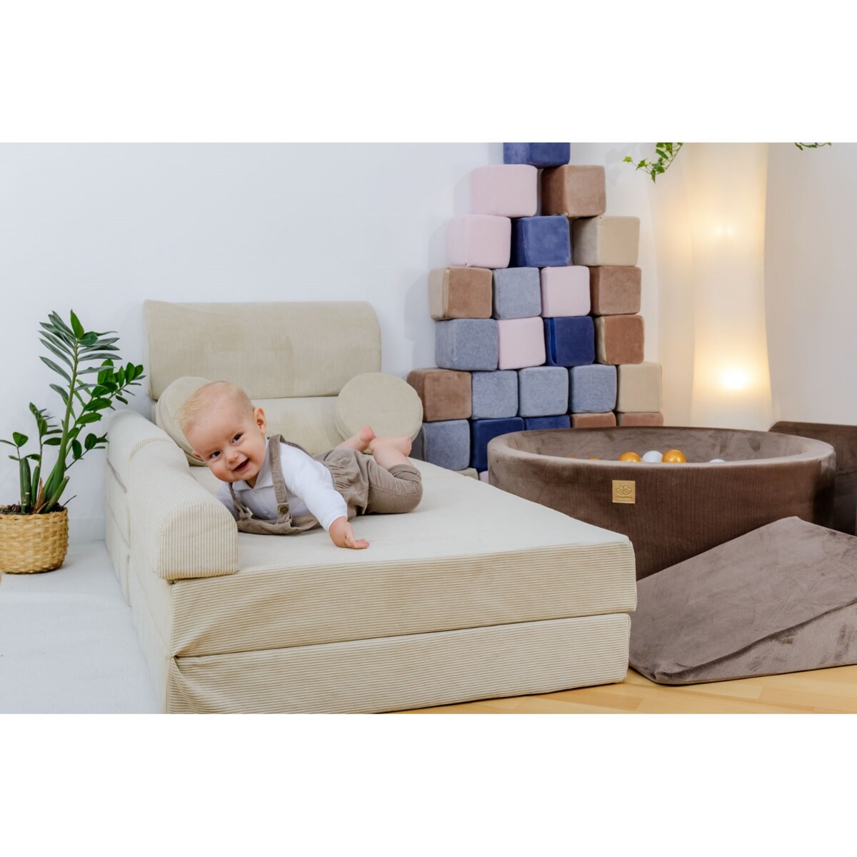 Sofa dla Dzieci Slimcord, Sztruksowa, Beżowa