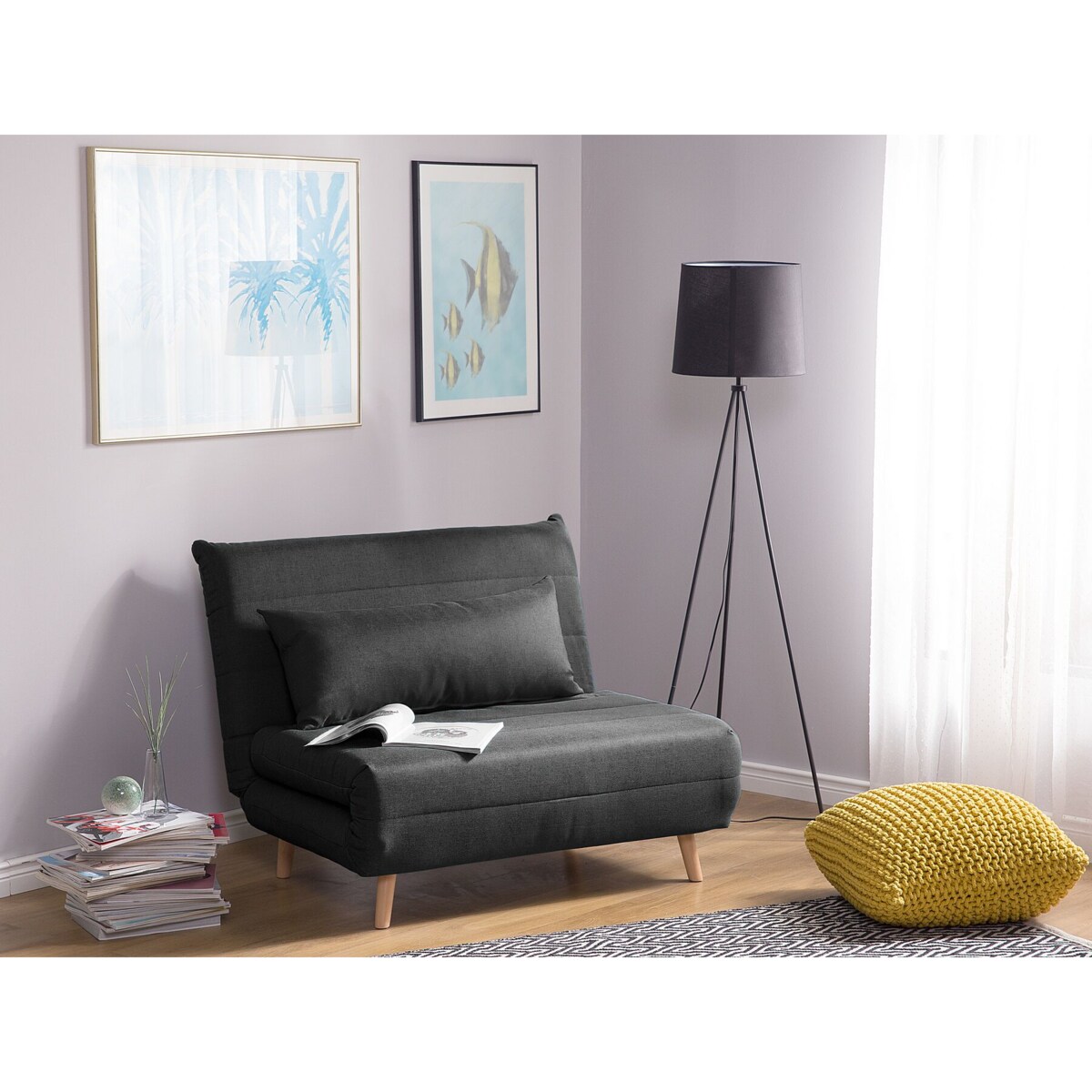 Sofa rozkładana ciemnoszara SETTEN