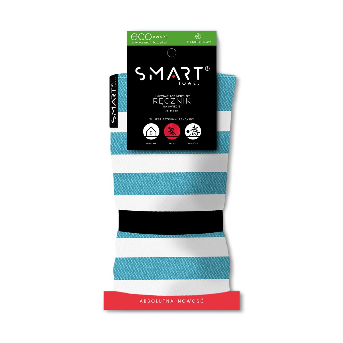 Ręcznik plażowy bambusowy 70x150 cm – niebieski biały lobster homar szybkoschnący cienki
