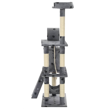 vidaXL Drapak ze słupkami sizalowymi, 140 cm, szary w kocie łapki