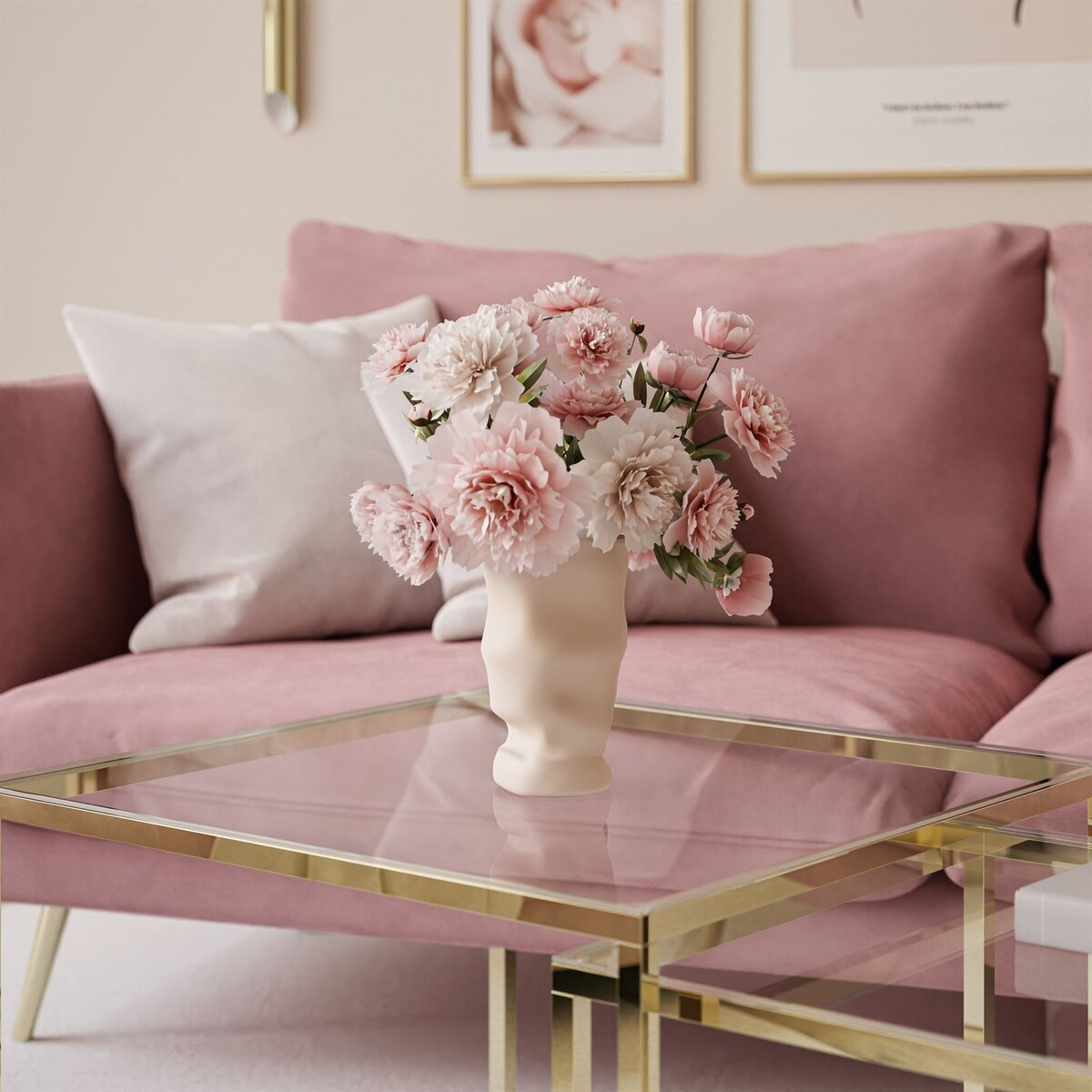 Stolik kawowy YOSHI 2w1 złoty chrom przeźroczyste szkło