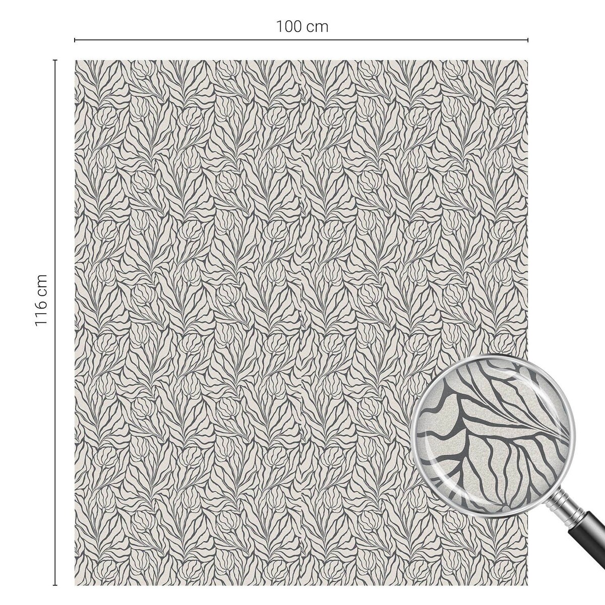 Naklejka na szybę chroniąca prywatność - Roślinny wzór klasyczna symetria - 100x116 cm