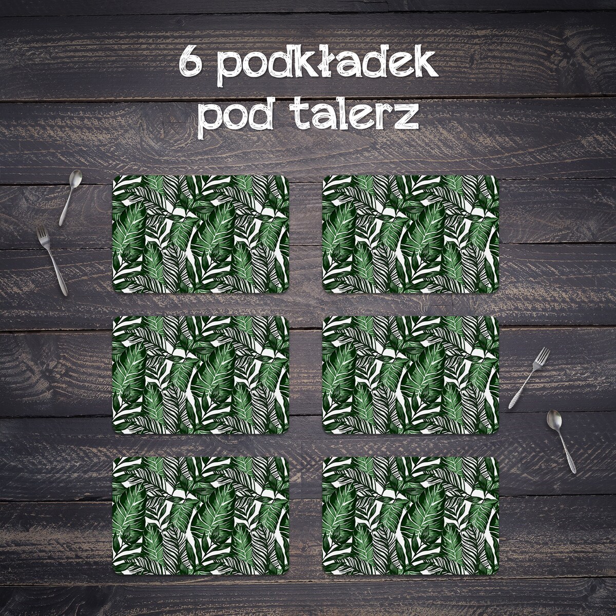 Komplet mat pod talerz Tropikalne liście, 6 szt. 45x30cm