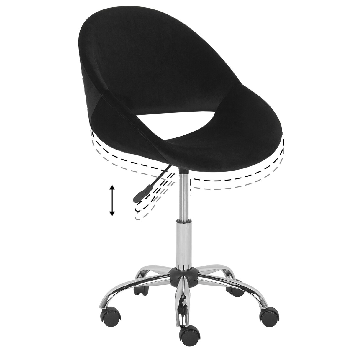 Krzesło biurowe regulowane welurowe czarne SELMA