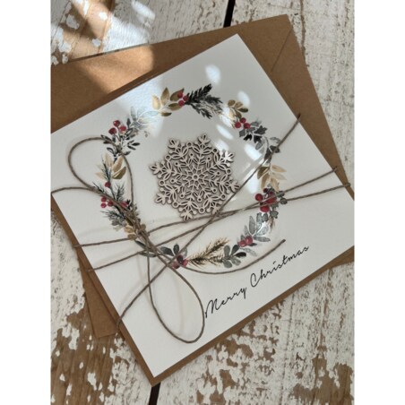 Stylowa ręcznie robiona kartka świąteczna Merry Christmas