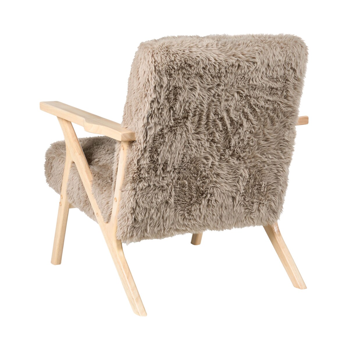 Fotel KISA Sztuczne futro Beżowoszary