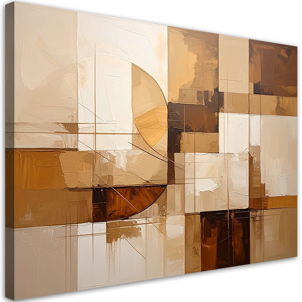 Obraz do salonu sypialni kuchni, Abstrakcyjne figury w odcieniach beżu
