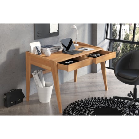 Drewniane bukowe biurko / toaletka z szufladami Visby LISA / kolor naturalny