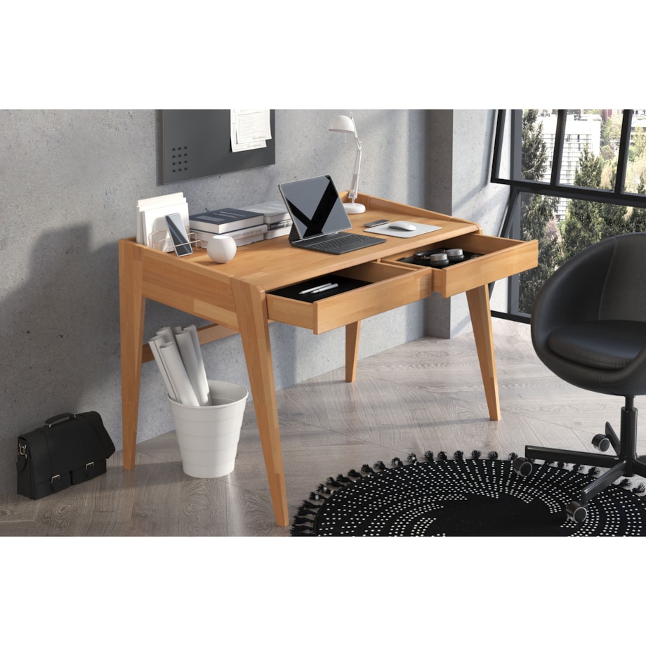 Drewniane bukowe biurko / toaletka z szufladami Visby LISA / kolor naturalny